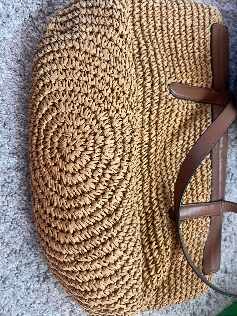 Michael Kors Tan Straw Tote with Brown Leather Trim